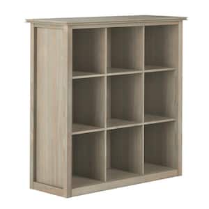 Artisan Solid Wood 45 in. x 43 in. Transitional 9 Cube Bookcase and Storage Unit in Distressed Grey