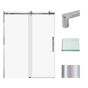 Miles 59 in. W x 76 in. H Sliding Frameless Barn Shower Door with Fixed Panel in Polished Chrome with Clear Glass