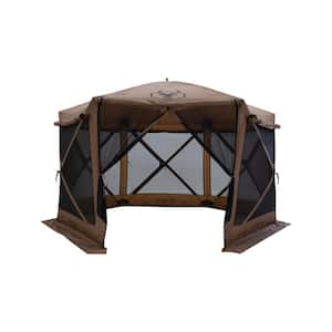 G6 Deluxe Portable 8-Person, 6 Sided Gazebo/Shade Tent Badlands Brown