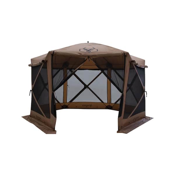 Gazelle G6 Deluxe Portable 8-Person, 6 Sided Gazebo/Shade Tent Badlands Brown