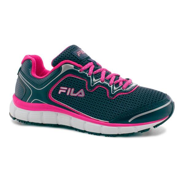 Fila Women's Memory Fresh Start Slip Resistant Athletic Shoes - Soft Toe - Navy/Pink Glo Size 6.5(M)