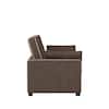 Side profile of a brown sofa bed.