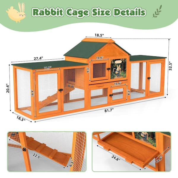COZIWOW 2-Story Rabbit House Pet Hutch with Ramps for Backyard