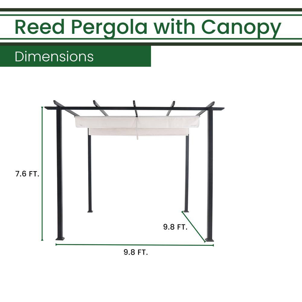 Gray Aluminum and Steel Pergola with Adjustable Canopy