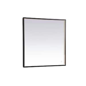 Timeless Home 30 in. W x 30 in. H Modern Rectangular Aluminum Framed LED Wall Bathroom Vanity Mirror in Black