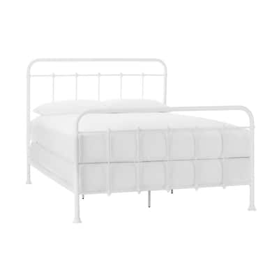 Stylewell Dorley Farmhouse White Metal Queen Bed 64 76 In W X 53 54 In H Bd8043w The Home Depot