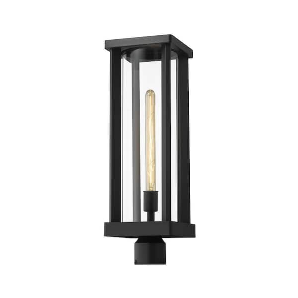 Unbranded Glenwood 1-Light Black 20 in. Aluminum Hardwired Outdoor Weather Resistant Post Light Round Fitter with No Bulb Included