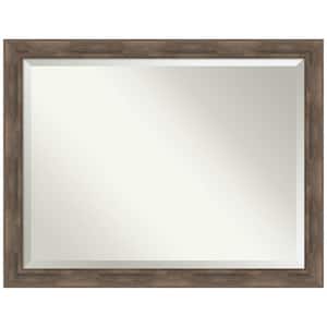 Hardwood Mocha 44.75 in. x 34.75 in. Rustic Rectangle Framed Bathroom Vanity Wall Mirror