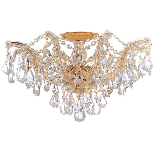 Maria Theresa 19 in. 5-Light Gold Flush Mount