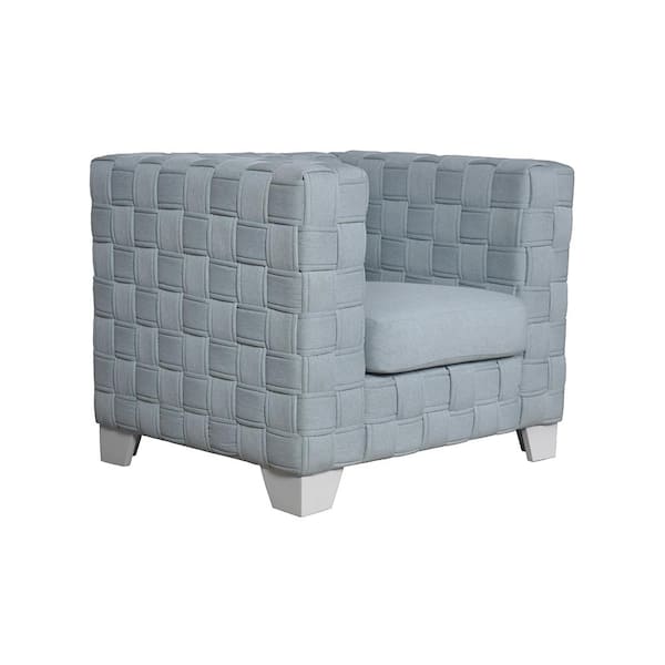 Acme Furniture Light Teal Chenille and White Finish Light Teal Chenille and White Finish Fabric Armchair set off 1