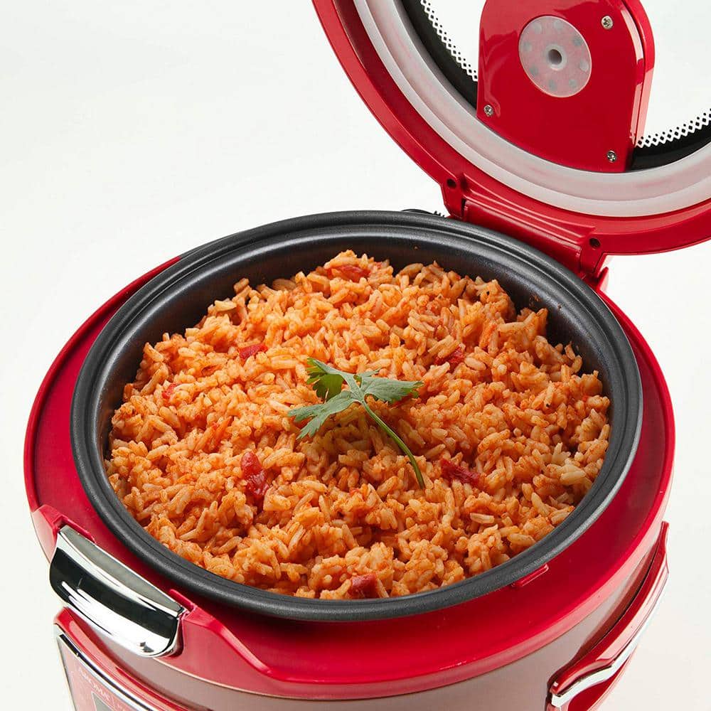 Red 20-Cup Digital Electric Rice Cooker with Steamer