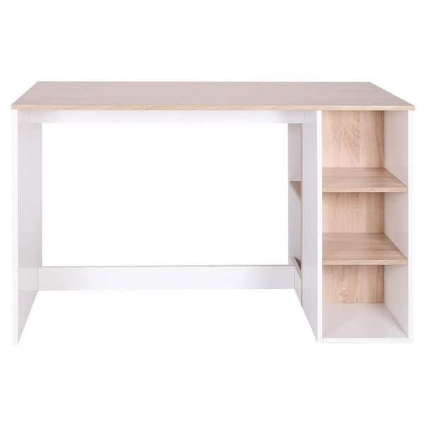 Modern White Desk - Small Wooden Computer Desk with 3 Storage Drawers –  WarehousesChoice