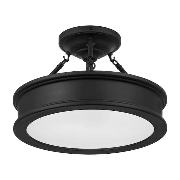 Grafton 15 in. 3-Light Coal Semi-Flush Mount Ceiling Light