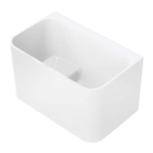 Kingston Brass Aqua Eden 47 in. x 28 in. Acrylic Freestanding Soaking Bathtub in Glossy White with Drain and Integrated Seat