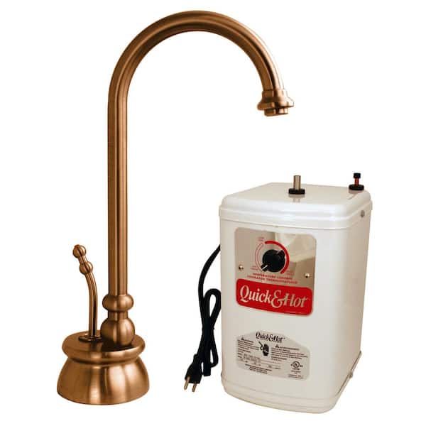 Westbrass 10 in. Calorah 1-Handle Hot Water Dispenser Faucet with Instant Hot Heating Tank, Antique Copper