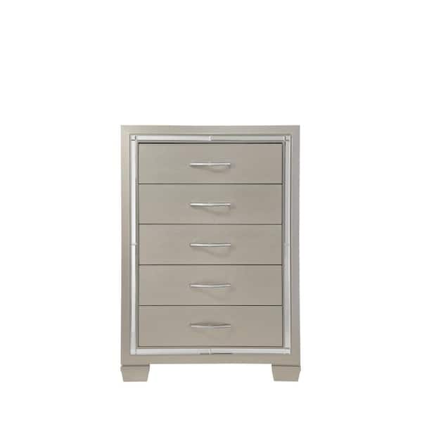 Unbranded 5- Drawers Champagne Glamour Chest of Drawers