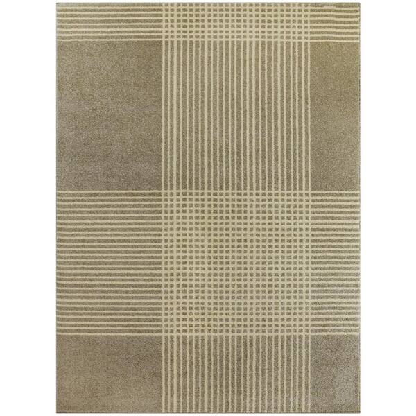StyleWell Ian Beige 5 ft. x 7 ft. Plaid Area Rug