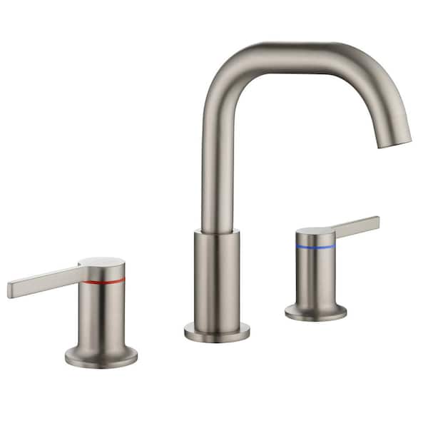 FLG 8 in. Widespread Double Handle Bathroom Faucet in Brushed Nickel