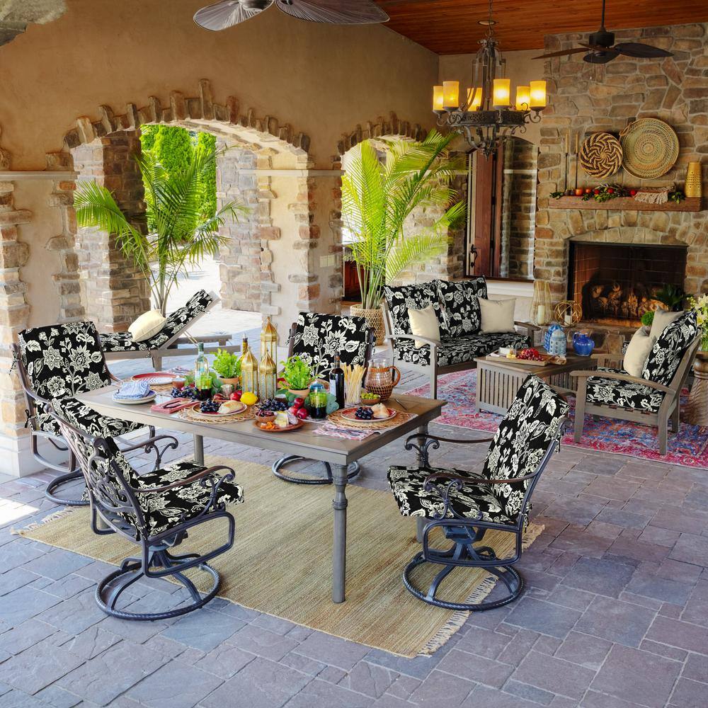 Ashland Jacobean Black Outdoor Deep Seat Cushion Set