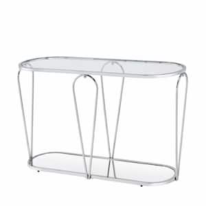 Orrum 48 in. Chrome Oval Glass Console Table