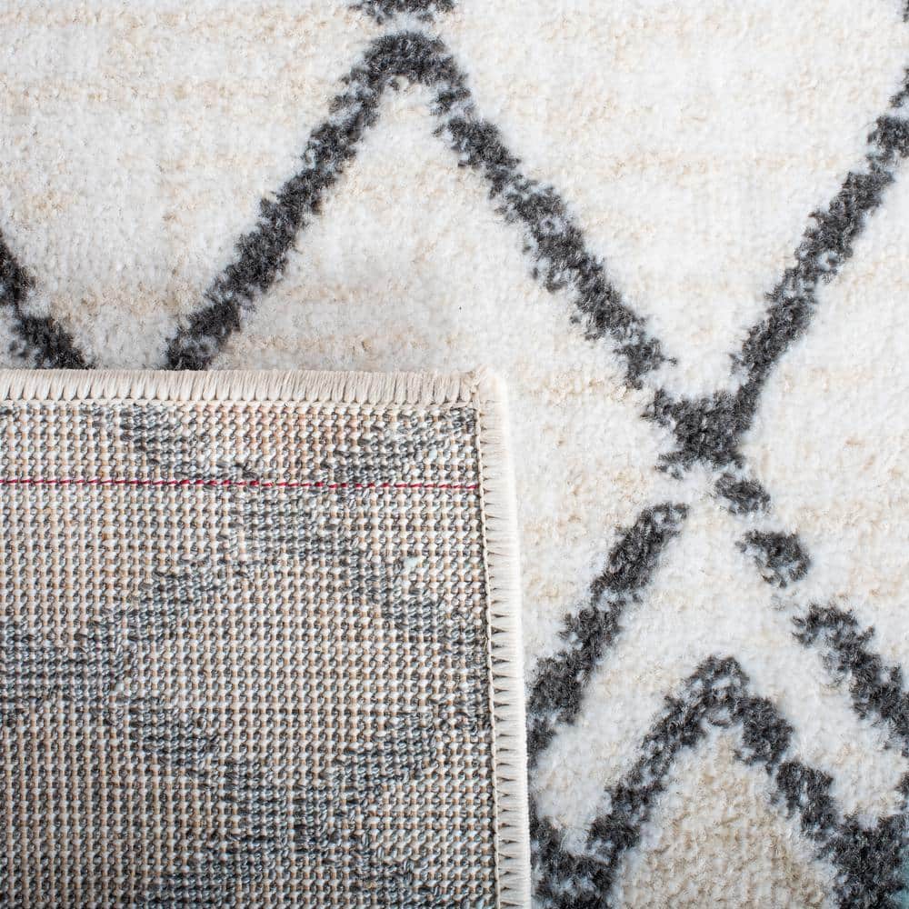 Ivory Square Easy-Care Synthetic Hand-Knotted Rug - 6'7"