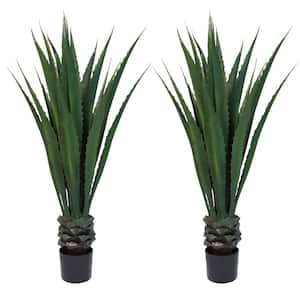 52 in. Giant Agave Faux Plants with Pots-Artificial Trees (Set of 2)