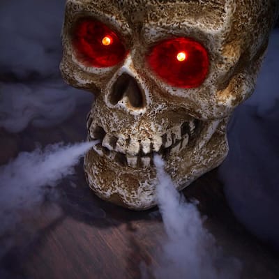 15 in. LED Screaming Halloween Fog Skull