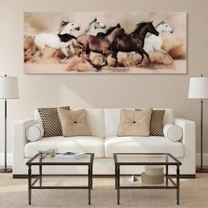 63 in. x 24 in. "Stampede" Frameless Free Floating Tempered Glass Panel Graphic Art