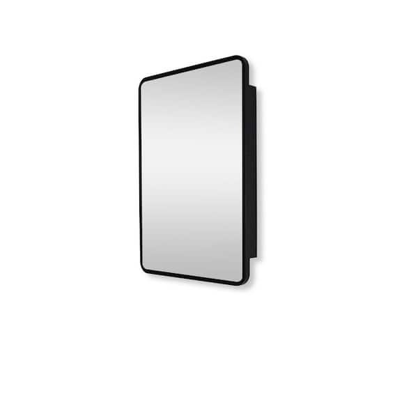 Unbranded 24 in. W x 30 in. H Rectangular Black Aluminum and Iron Recessed/Surface Mount Medicine Cabinet with Mirror