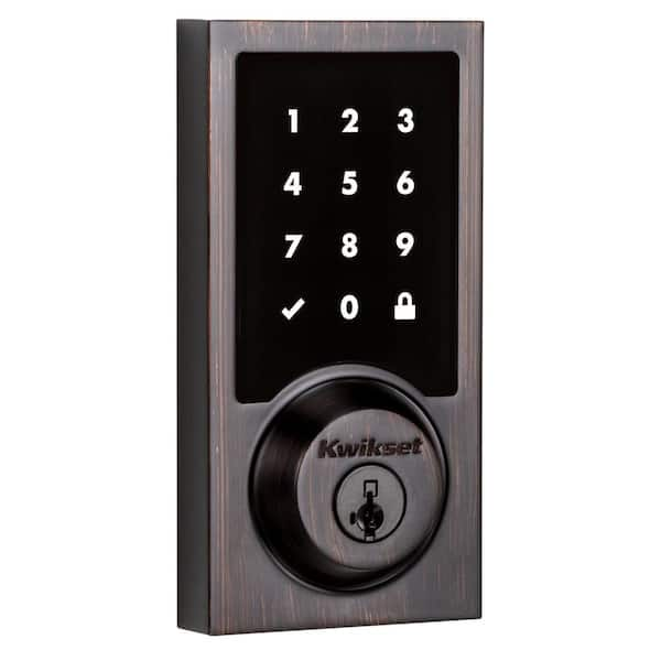 Kwikset SmartCode 916 Zigbee 3.0 Contemporary Touchscreen Venetian Bronze Single Cylinder Electronic Deadbolt with SmartKey