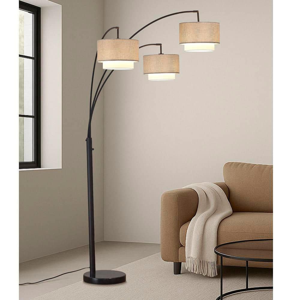 HomeGlam Broadway 83 in. Dark Bronze Finish 3-Light Arch