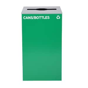 29 Gal. Green Steel Commercial Cans and Bottles Recycling Bin Receptacle with Mixed Slot Lid