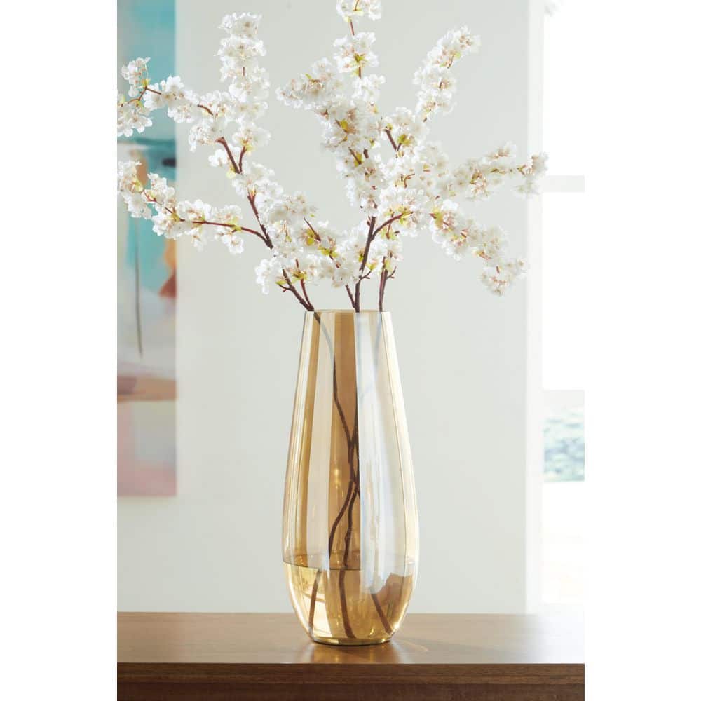 Amber Glass 18" Contemporary Table Vase