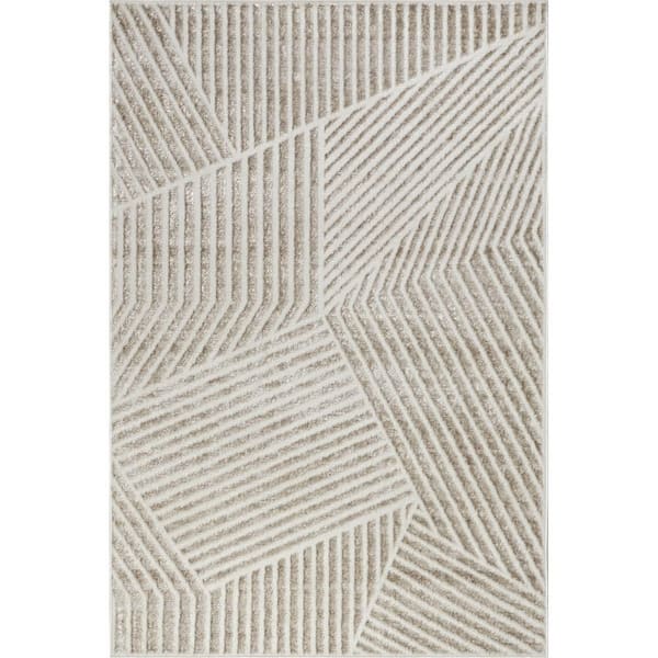 Faya Geometric Beige 8 ft. x 10 ft. Indoor Area Rug