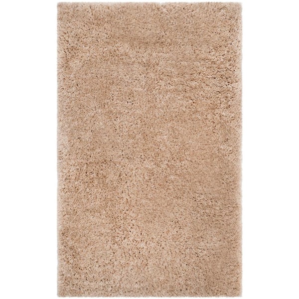 SAFAVIEH Supreme Shag Beige Doormat 3 ft. x 5 ft. Solid Area Rug