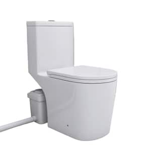 28 in. 1-Piece 1.1/1.6 GPF 600W Macerating Toilet System with Powerful Dual Flush Elongated Toilet with Soft-Close Seat