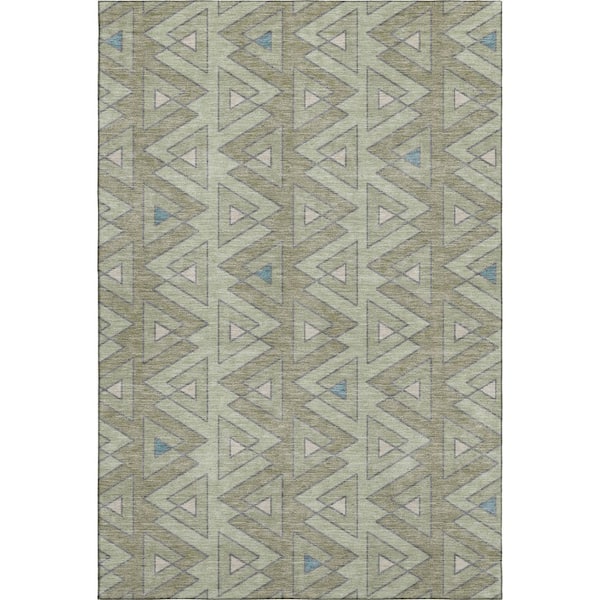 Mayfield Premium Machine Washable Abstract AMF2560 Celery 9 ft. x 12 ft. Area Rug
