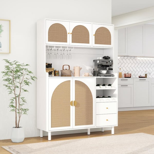 White 68.12 in. Freestanding Accent Storage Cabinet with 5 Doors and 2-Drawers