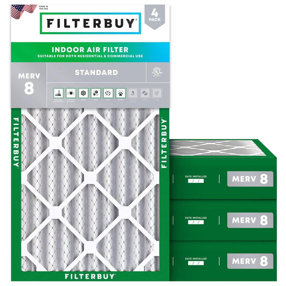 16 in. x 32 in. x 4 in. MERV 8 (FPR 5) Dust Defense Pleated HVAC AC Furnace Air Filters Replacement (4-Pack) price history on PriceWatchPro