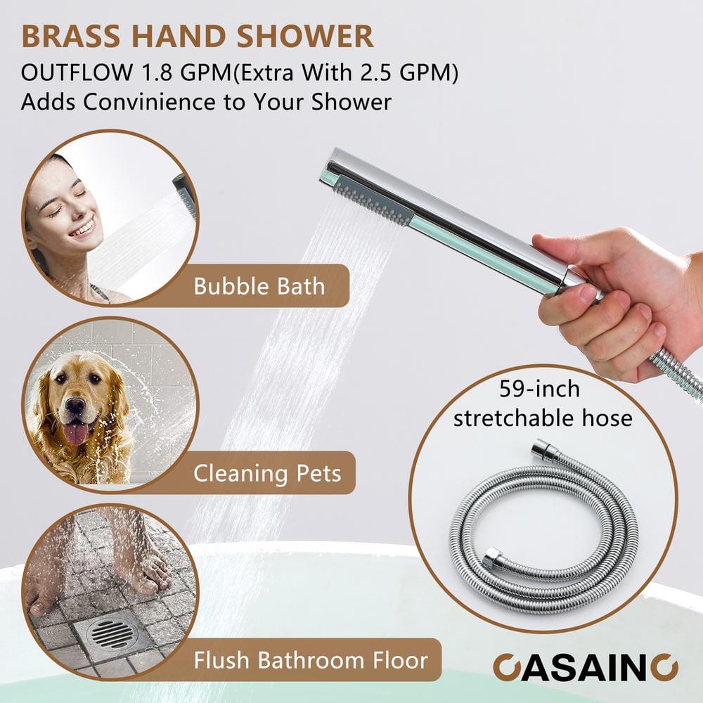 Chrome Plated Freestanding Bathtub Faucet with Handshower