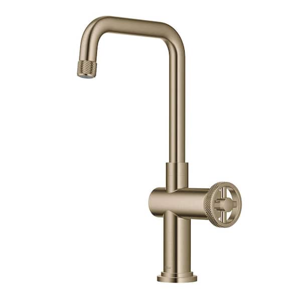 KRAUS Urbix Industrial Single Handle Kitchen Bar Faucet in Brushed Gold
