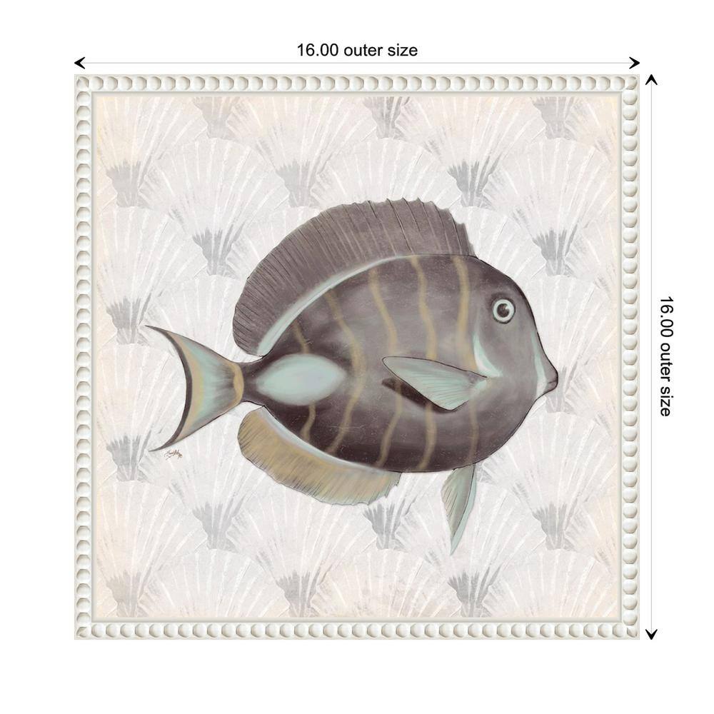 Neutral Vintage Fish Canvas Wall Art with Beaded Frame