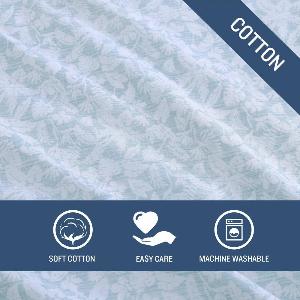 Koya Bay Blue Cotton Percale Queen Sheet Set with Pillowcases