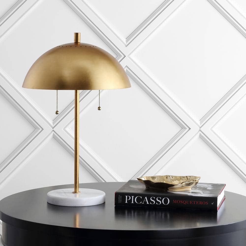 Ella 20.75" Gold Leaf Dome Table Lamp with Marble Base