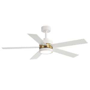 Mayra 52 in. Integrated LED Indoor Gold and White Ceiling Fans with Light and Remote Control Included