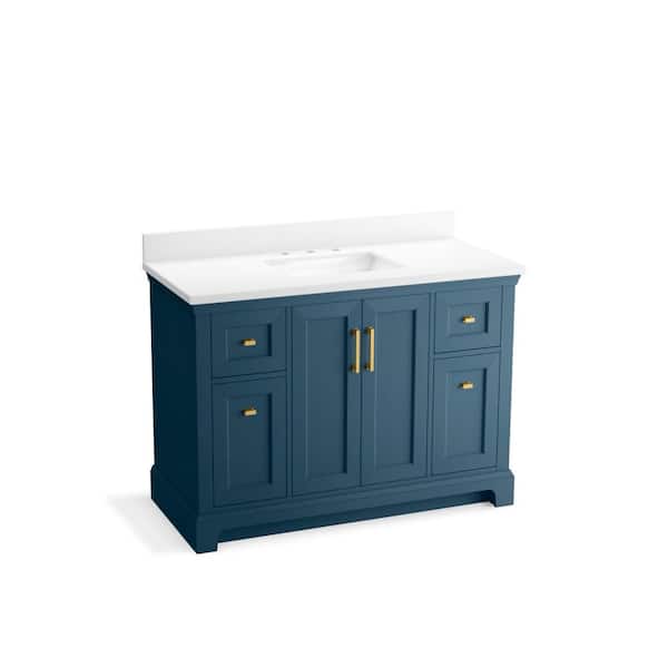KOHLER Charlemont 49.02in. Single Sink Freestanding Tidal Blue Bath Vanity with White Quartz Top Assembled