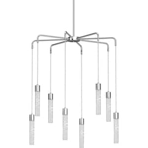 Tristen 8-Light Chrome Indoor Integrated LED Chandelier with Clear Bubble Acrylic