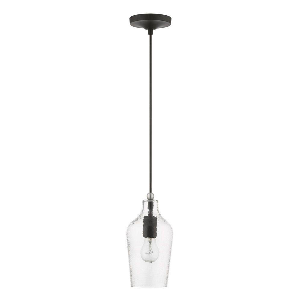 Avery Transitional Mini Pendant in Black and Brushed Nickel with Clear Glass