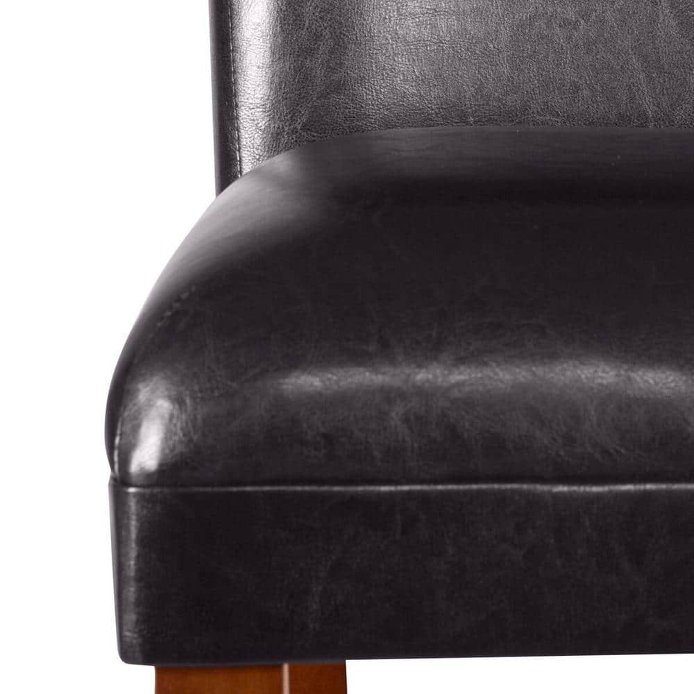 Luxury 29" Brown Faux Leather Barstool with Wood Legs
