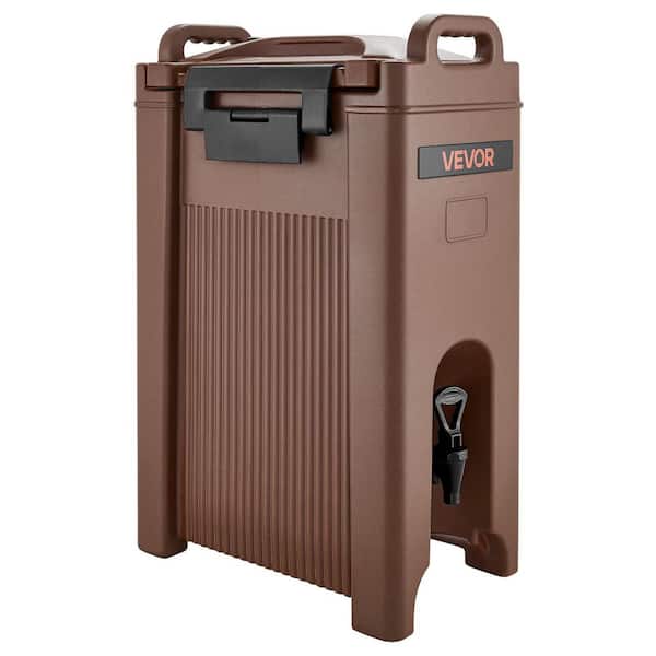 Insulated Beverage Dispenser 5 Gal. /19 L Hot&Cold Drink Server with Spigot&Handle for Tea/Coffee Stainless Steel Brown